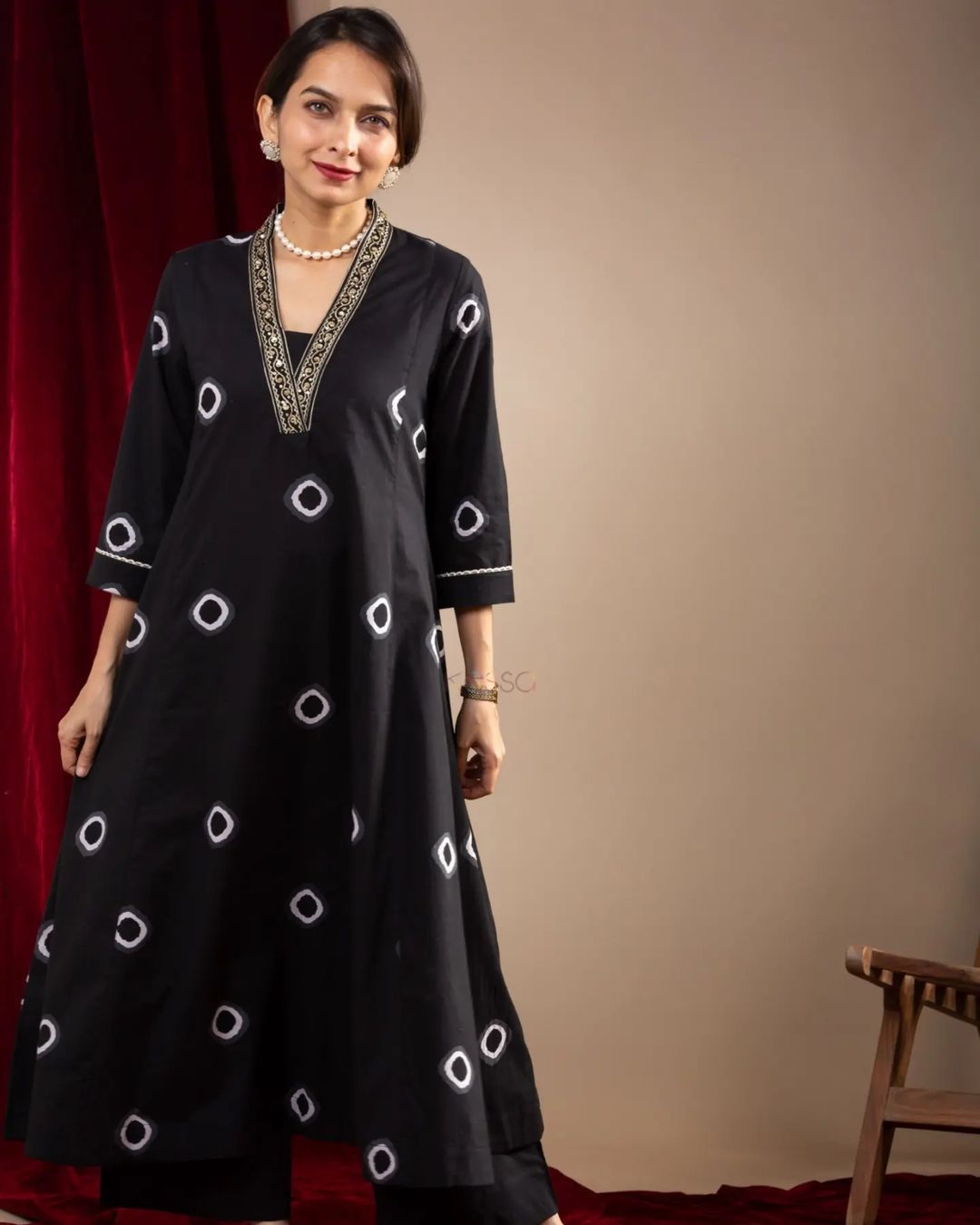 Kurta pant sets with beautiful neck Embroidery work