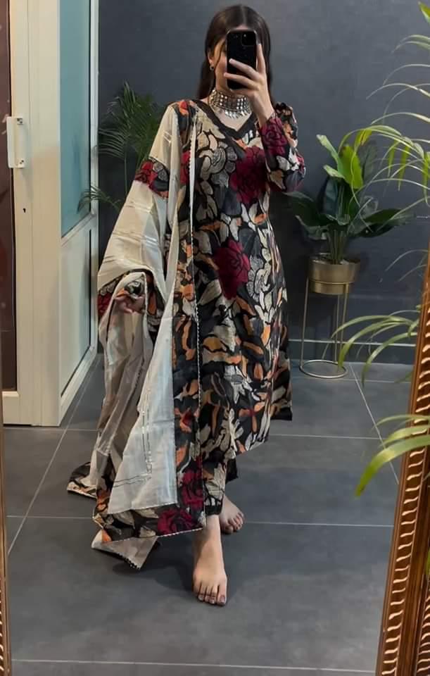 Maslen suit cotton Pent with MULMUL dupatta