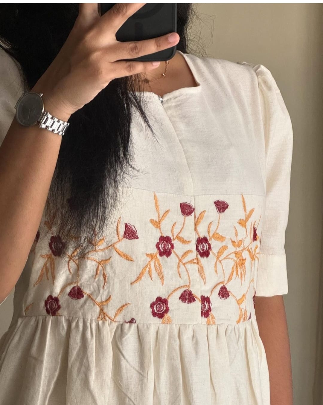 Beautiful embroidered work white colour gown
