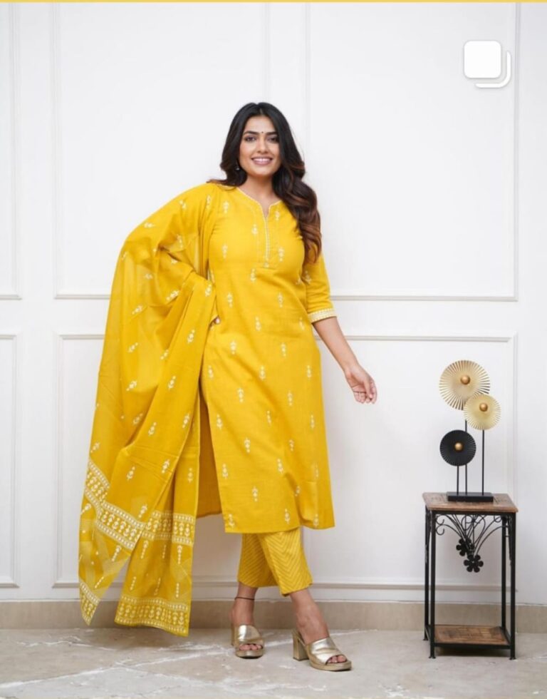 Pure fine Cotton fabric Kurti with Pant with cotton 100-100 Dupatta