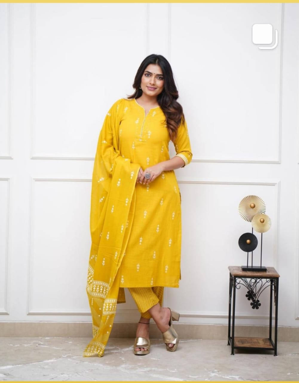 Pure fine Cotton fabric Kurti with Pant with cotton 100-100 Dupatta