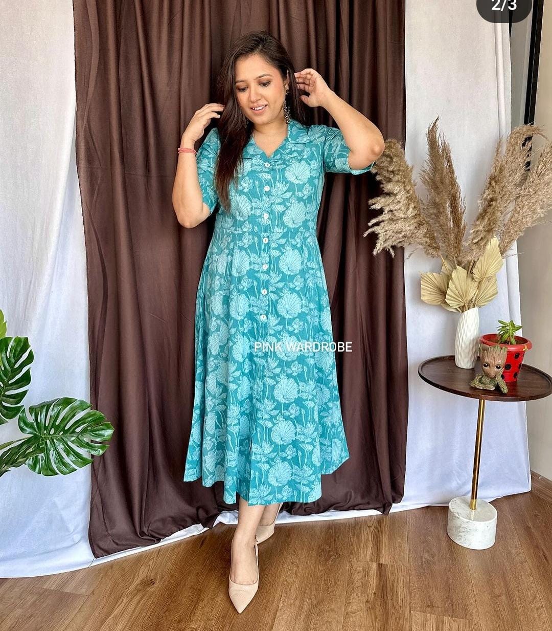 Premium cotton printed fir flair dresses