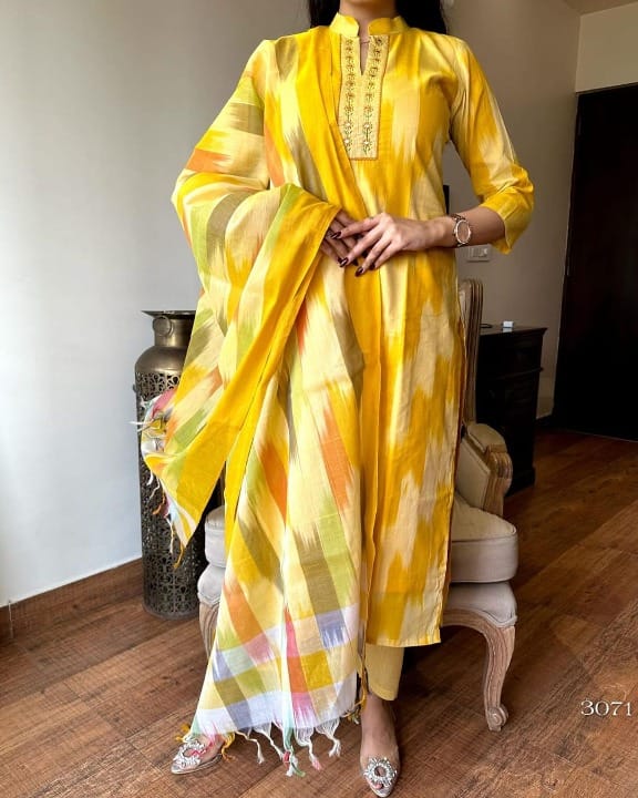 Pure south cotton weaving handloom ikkat printed  kurti.