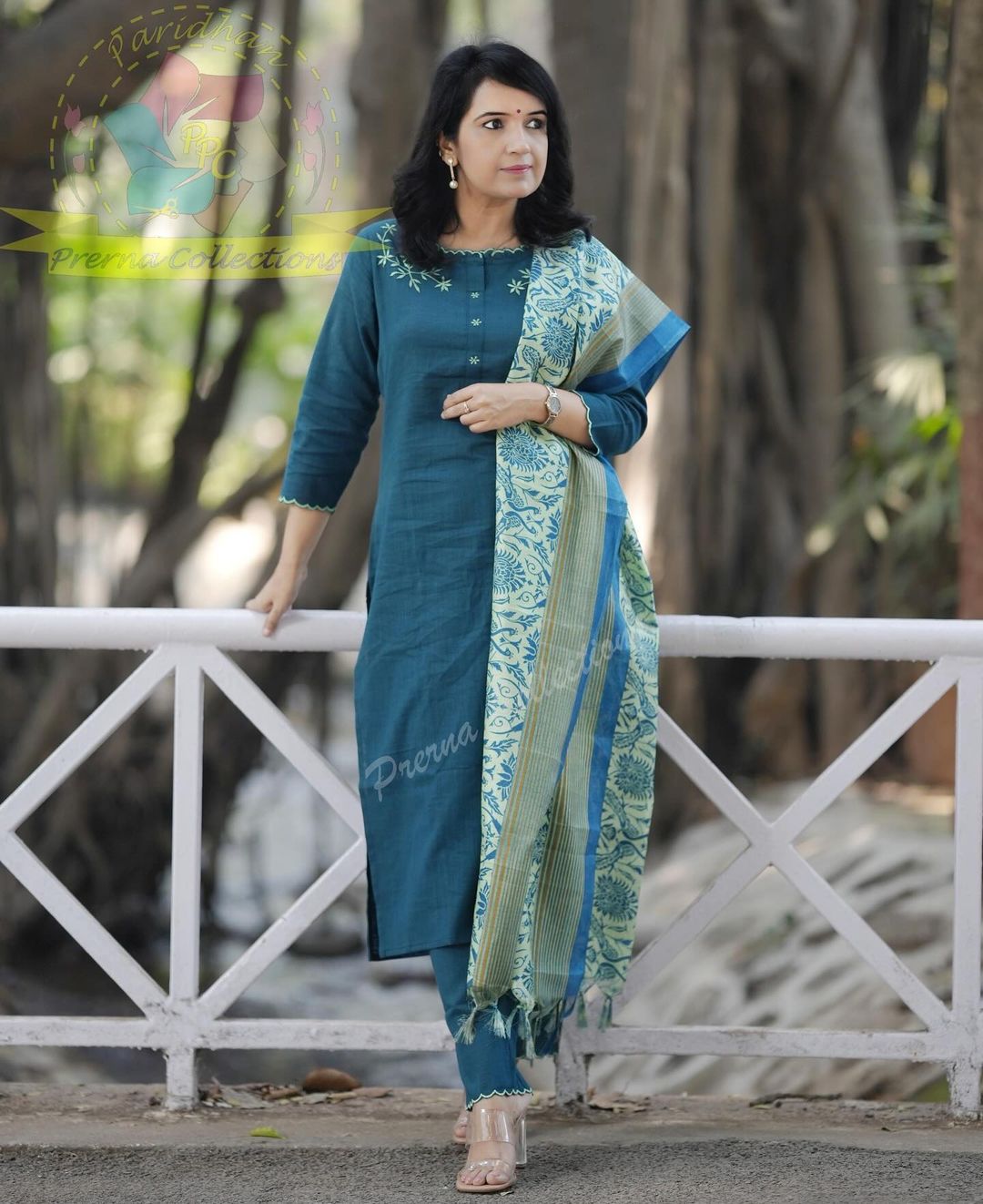KHADI COTTON EMBROIDERED SET WITH CUTWORK PAIRED WITH KHADI SILK DUPATTA