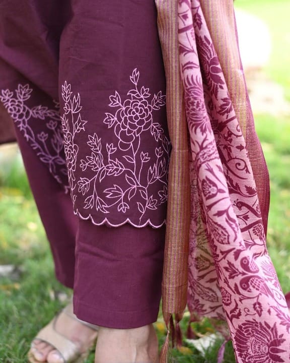 Handloom cotton flex kurta pant and khadi silk Dupatta set