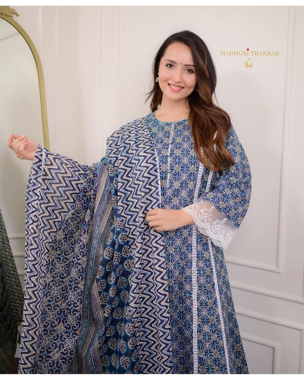 Pired with Matching lace pants and cotton duppata