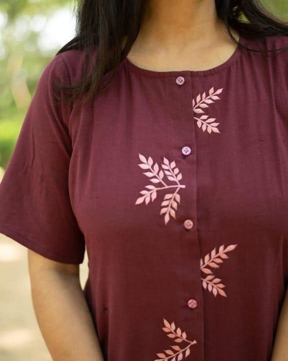 cotton Handloom one piece middi  outfit with relaxed fitting.