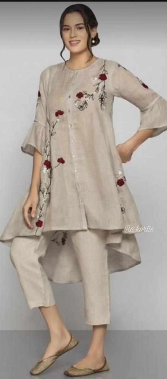 Heavy hand embroidery with high ankle length pant.
