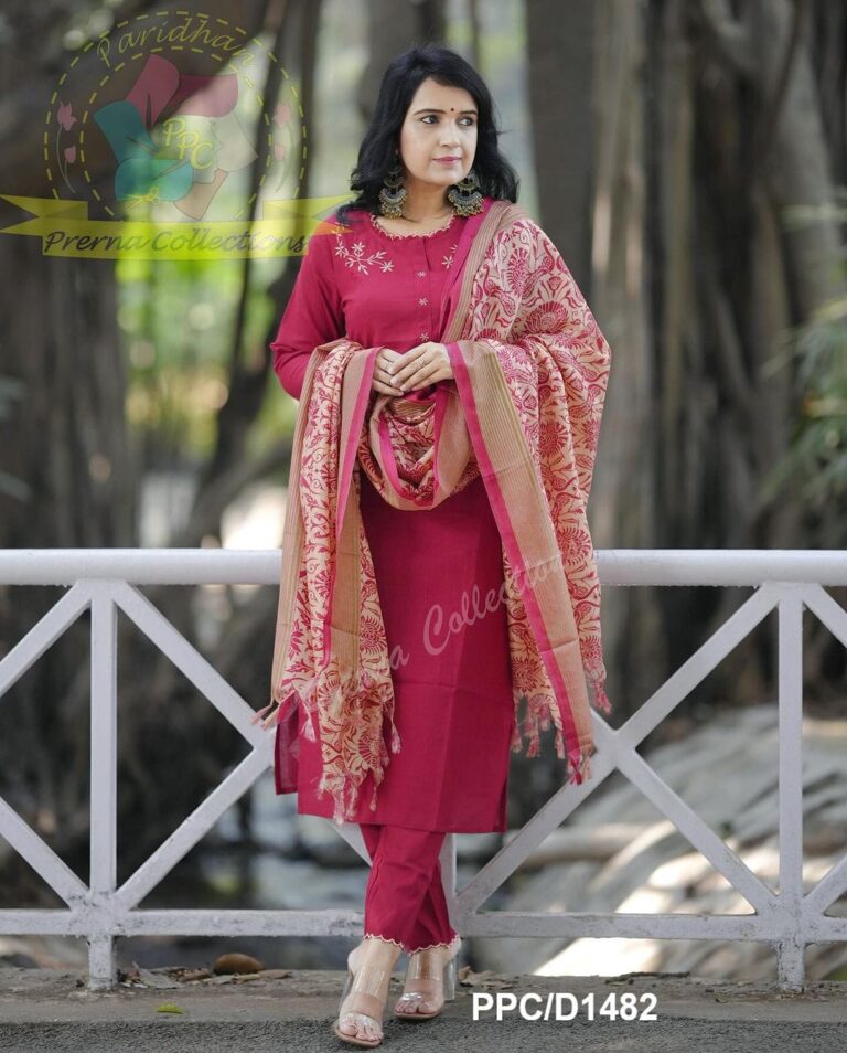 KHADI COTTON EMBROIDERED SET WITH CUTWORK PAIRED WITH KHADI SILK DUPATTA