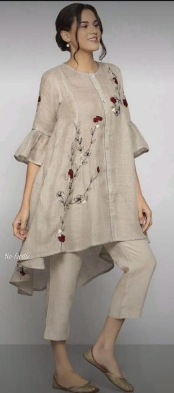 Heavy hand embroidery with high ankle length pant.
