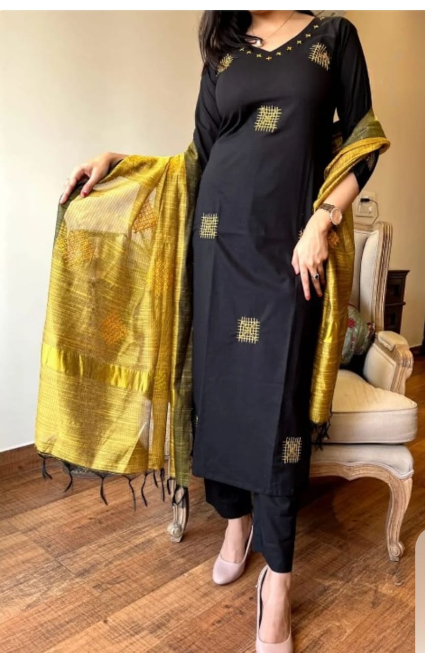 Dying cotton kurta in black
