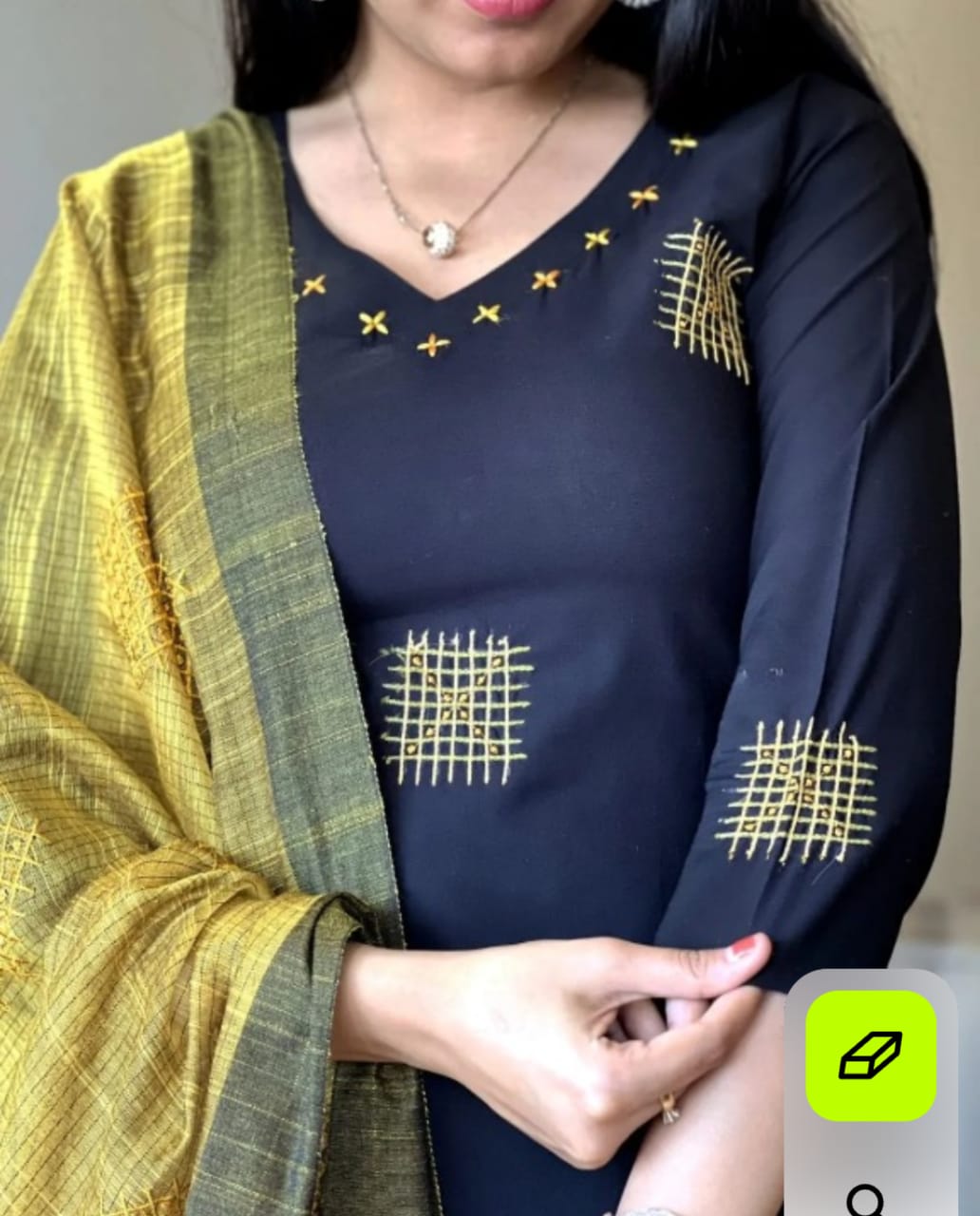 Dying cotton kurta in black