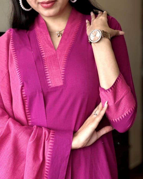 Combinations of golden self zari border self thread handloom  south cotton kurta