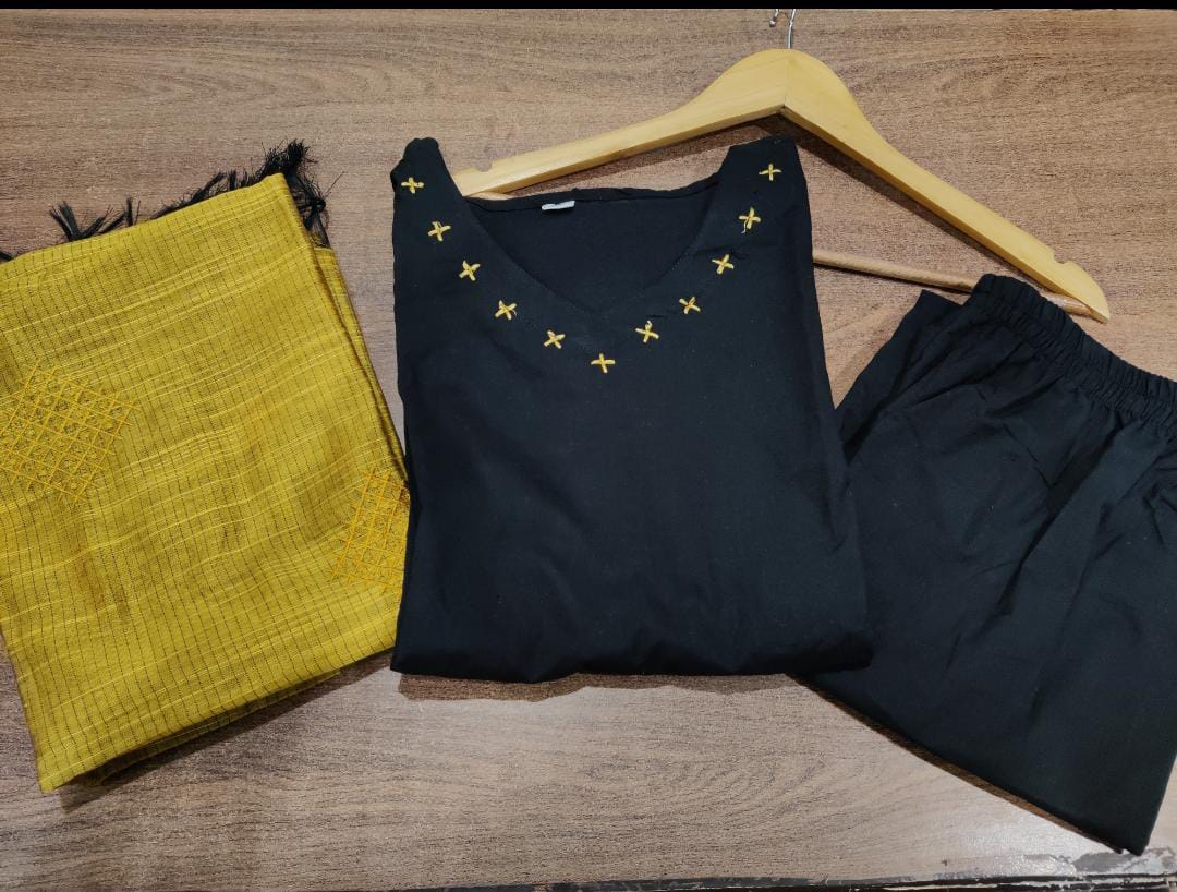Dying cotton kurta in black