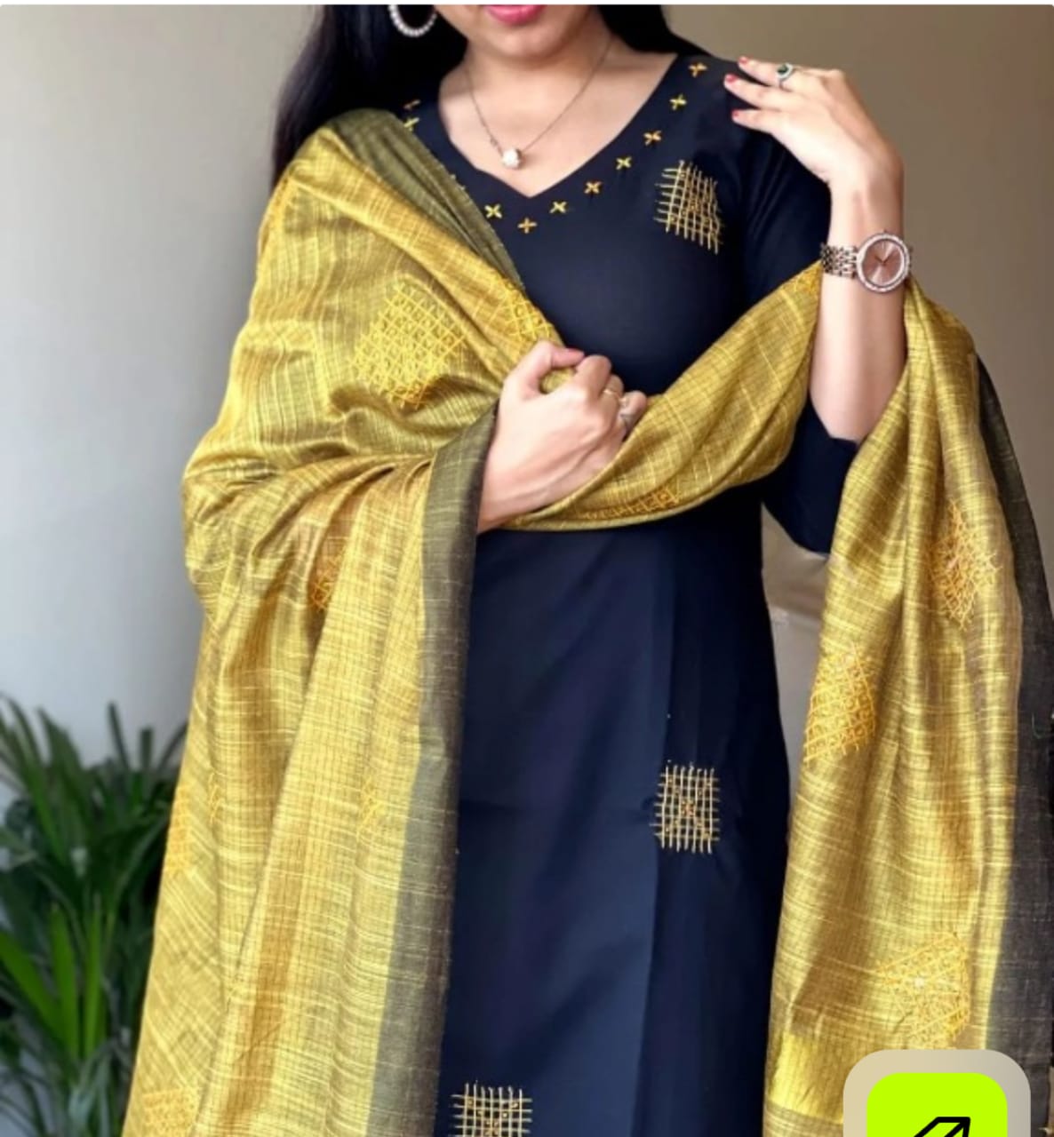 Dying cotton kurta in black