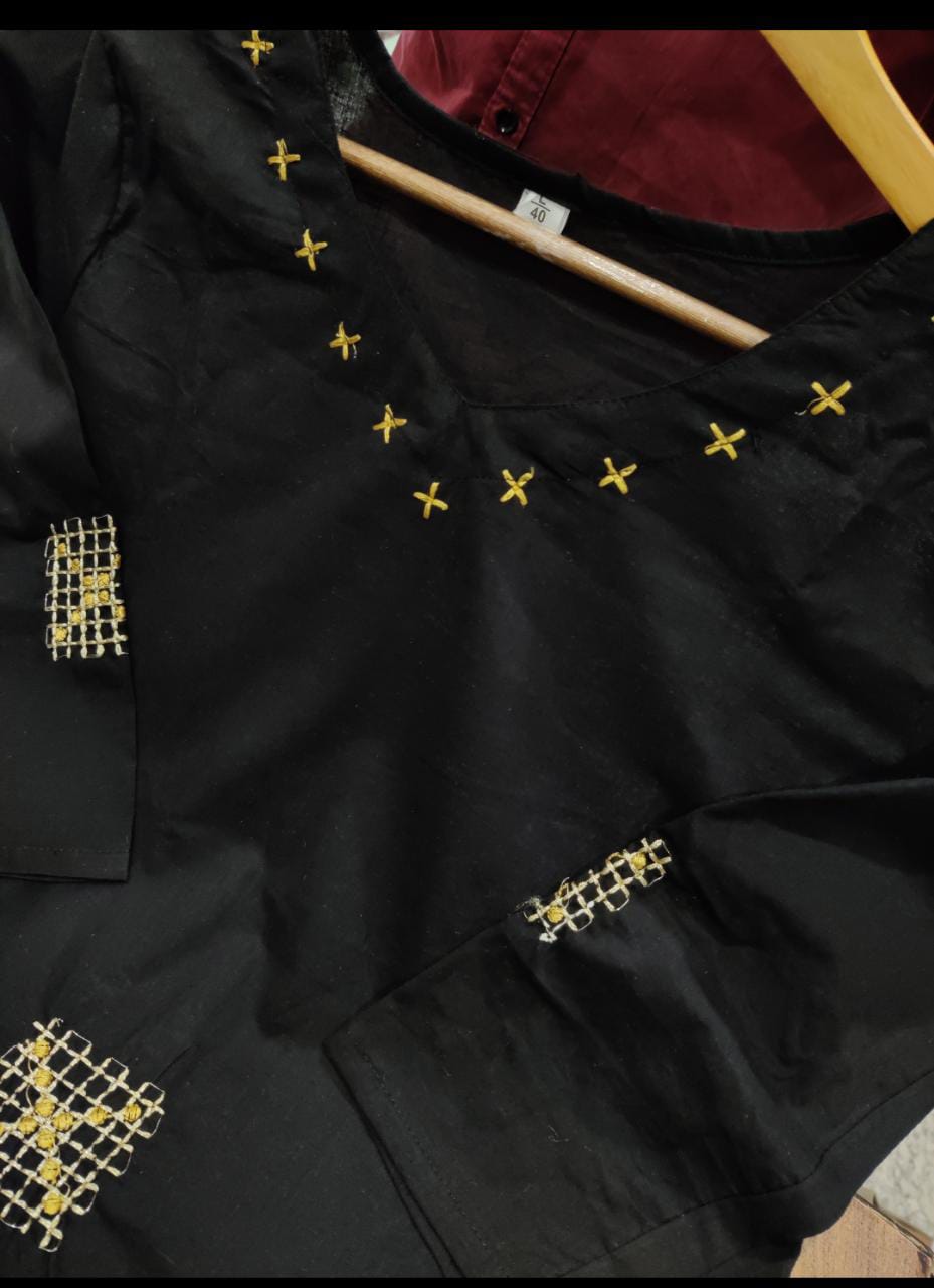 Dying cotton kurta in black