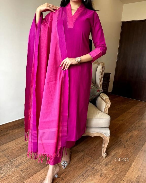 Combinations of golden self zari border self thread handloom  south cotton kurta