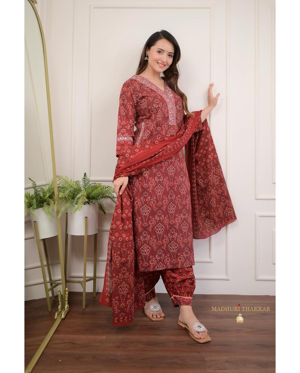 Elegance with our new Afghani suit set in pure Cotton