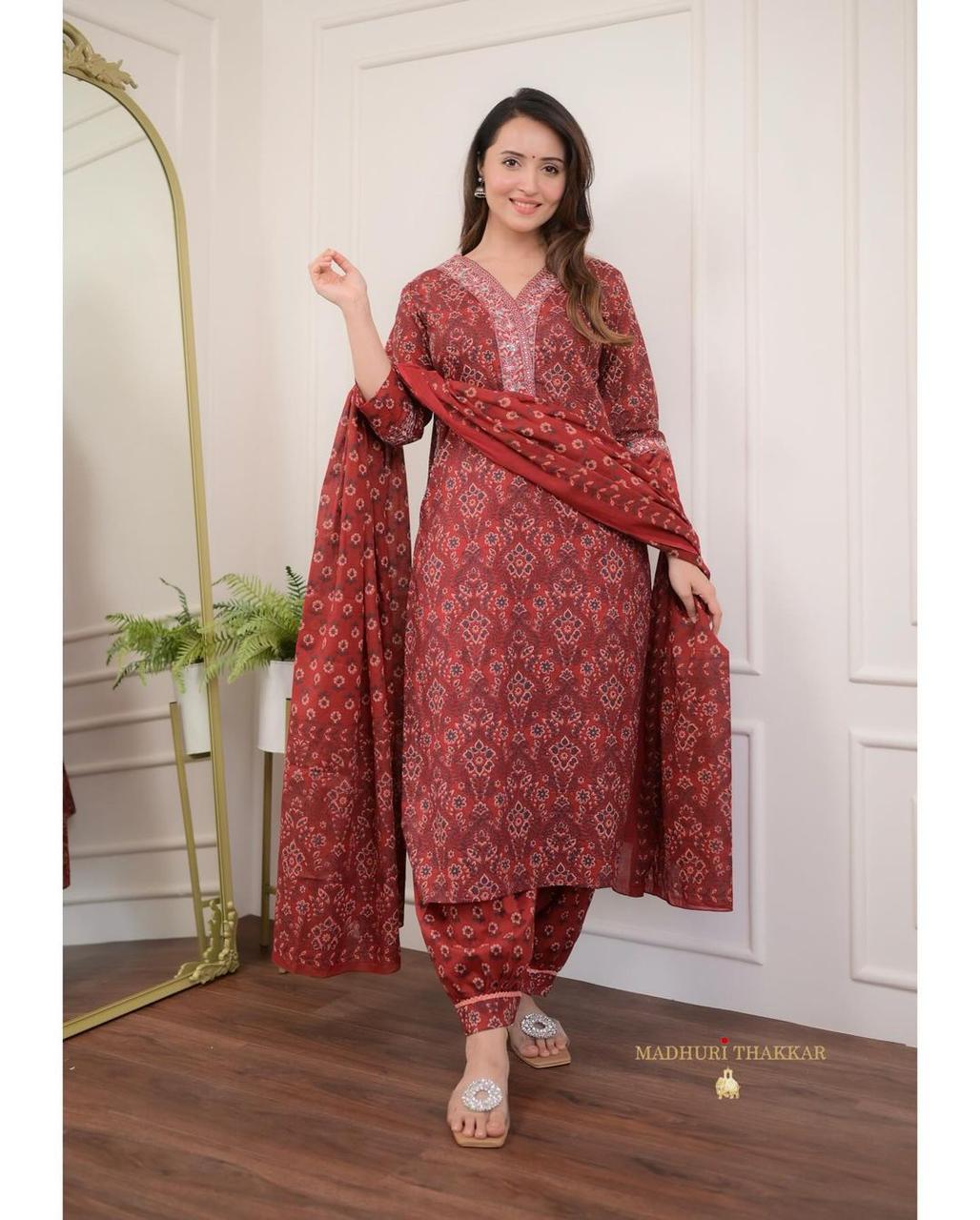 Elegance with our new Afghani suit set in pure Cotton