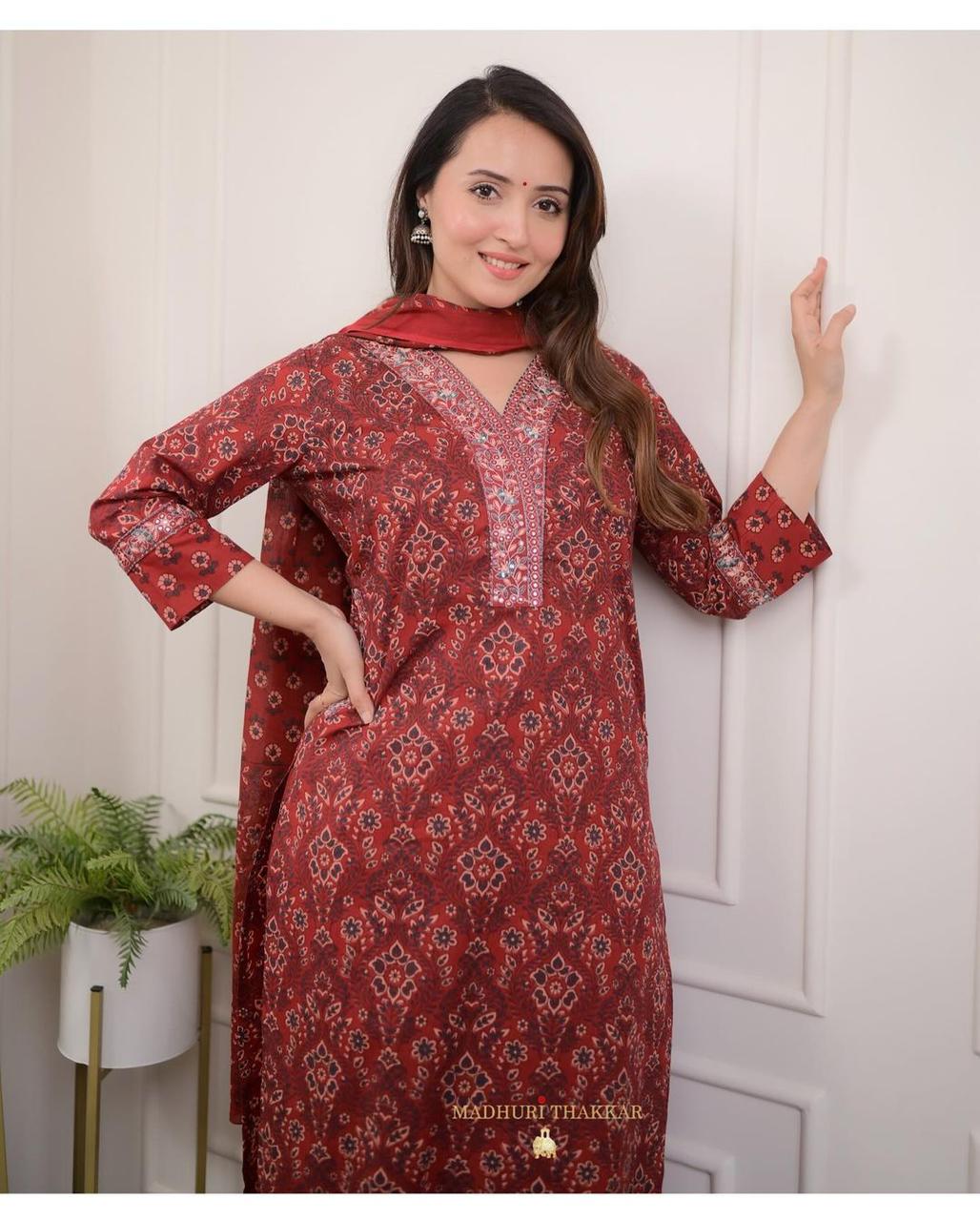 Elegance with our new Afghani suit set in pure Cotton