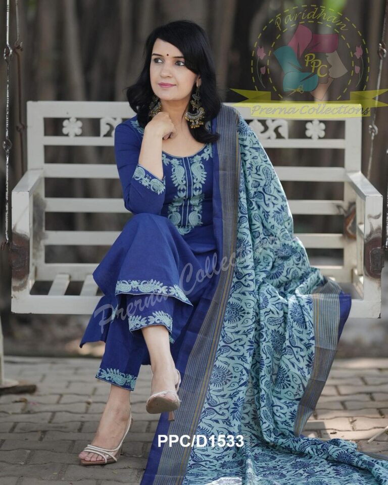 KHADI COTTON KURTI WITH EMBROIDERY WORK