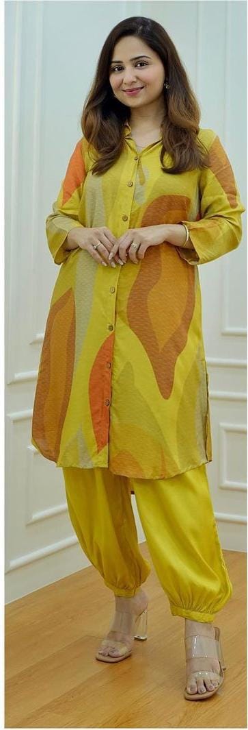 Digital printed Kurti Muslin Cotton Afghani pant Co-ord Sets