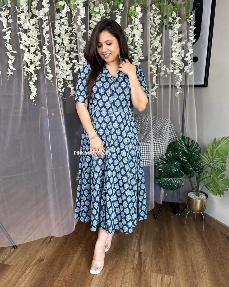 Premium cotton printed fir flair dress