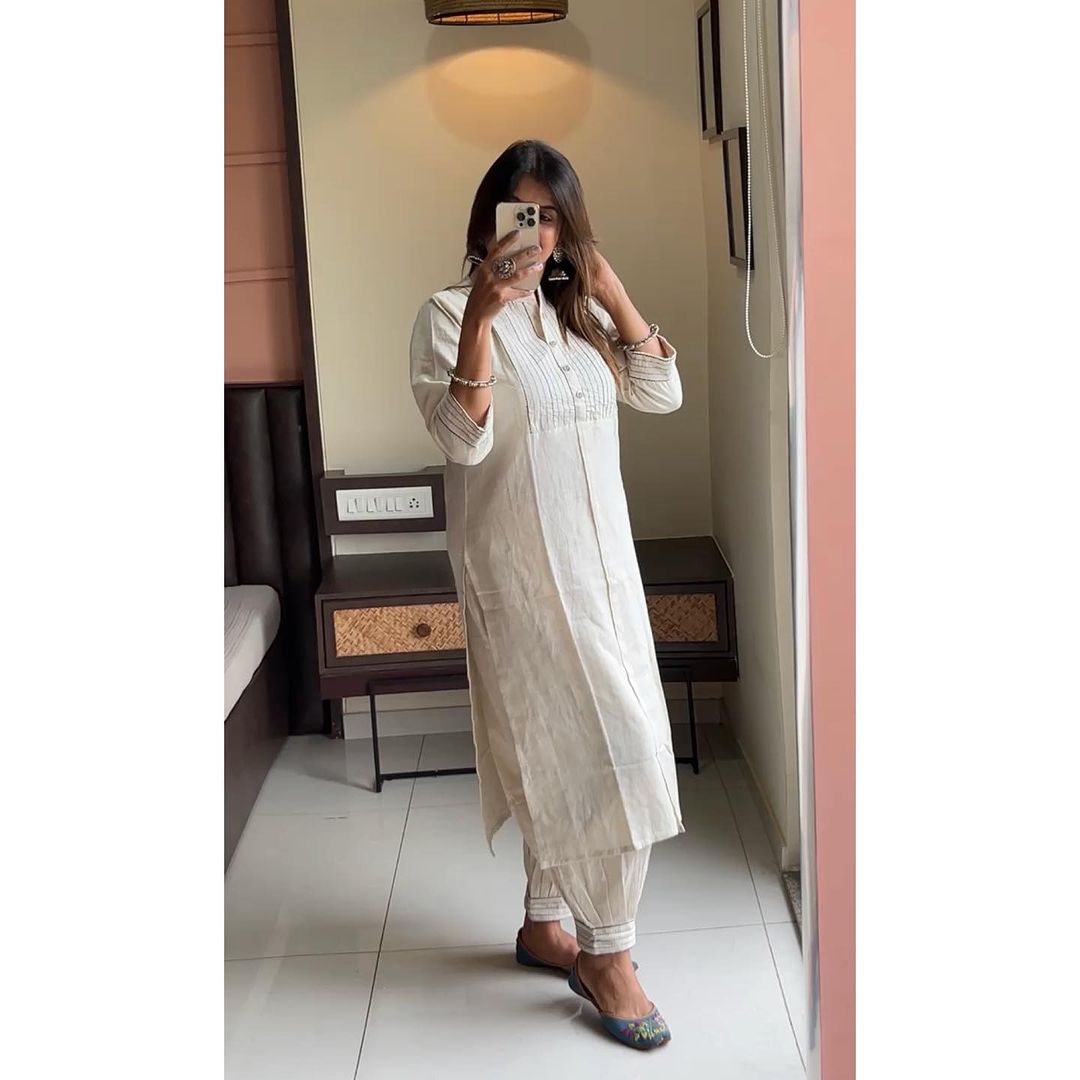 Handloom khadi set with KANTHA