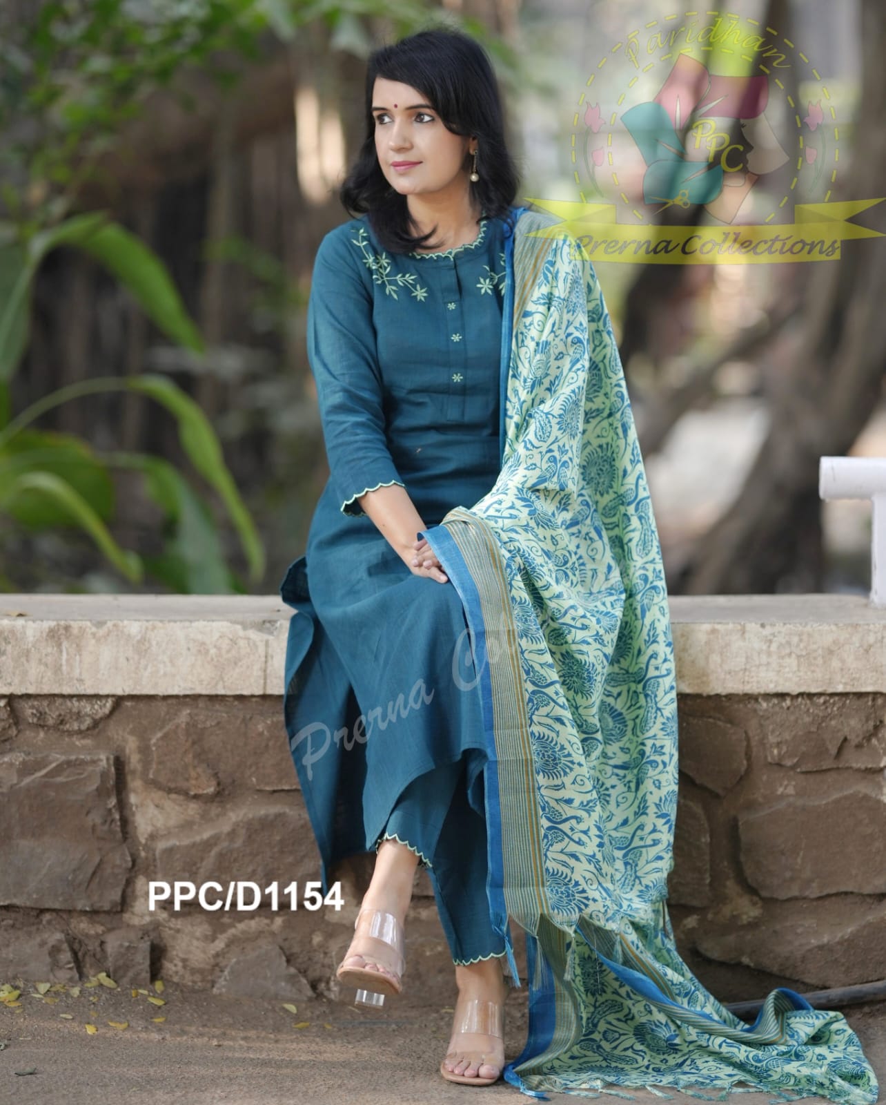 KHADI COTTON EMBROIDERED SET WITH CUTWORK PAIRED WITH KHADI SILK DUPATTA