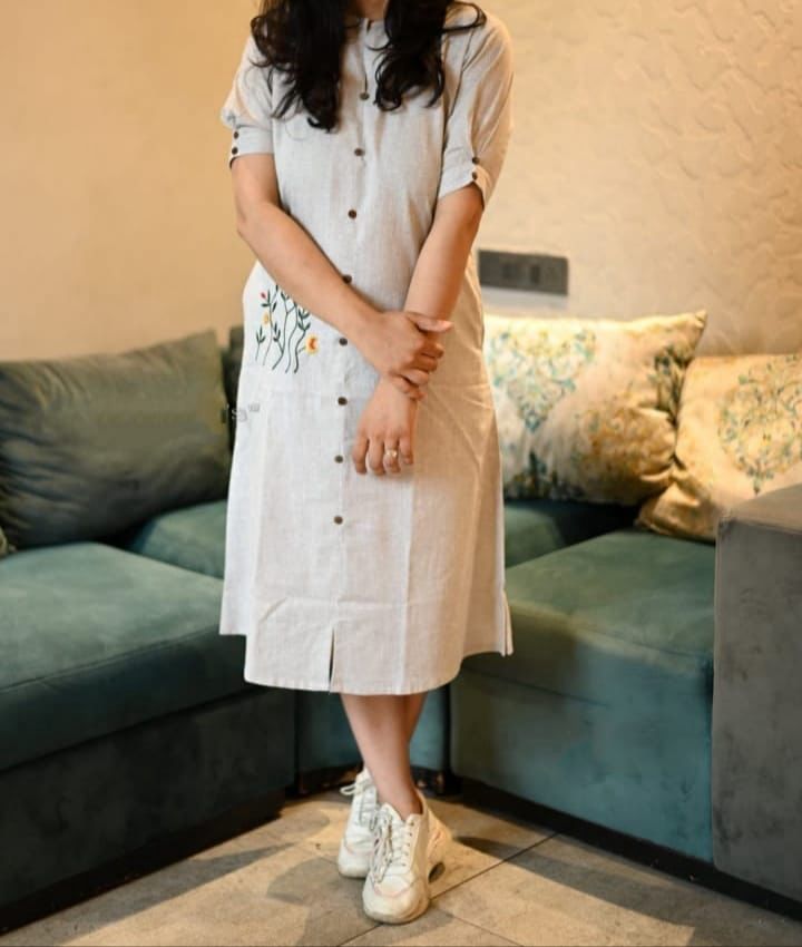 Handloom attire  Pure  khadi cotton fabric outfit