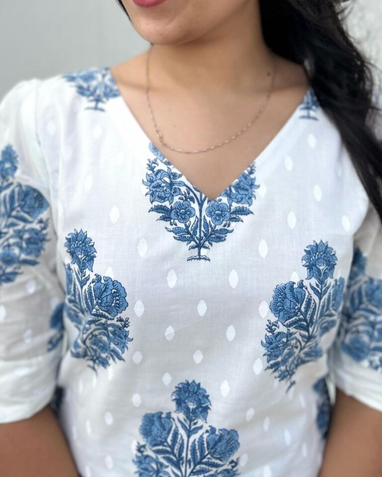 White – Grey Floral Suit set which is decorated with finest self print