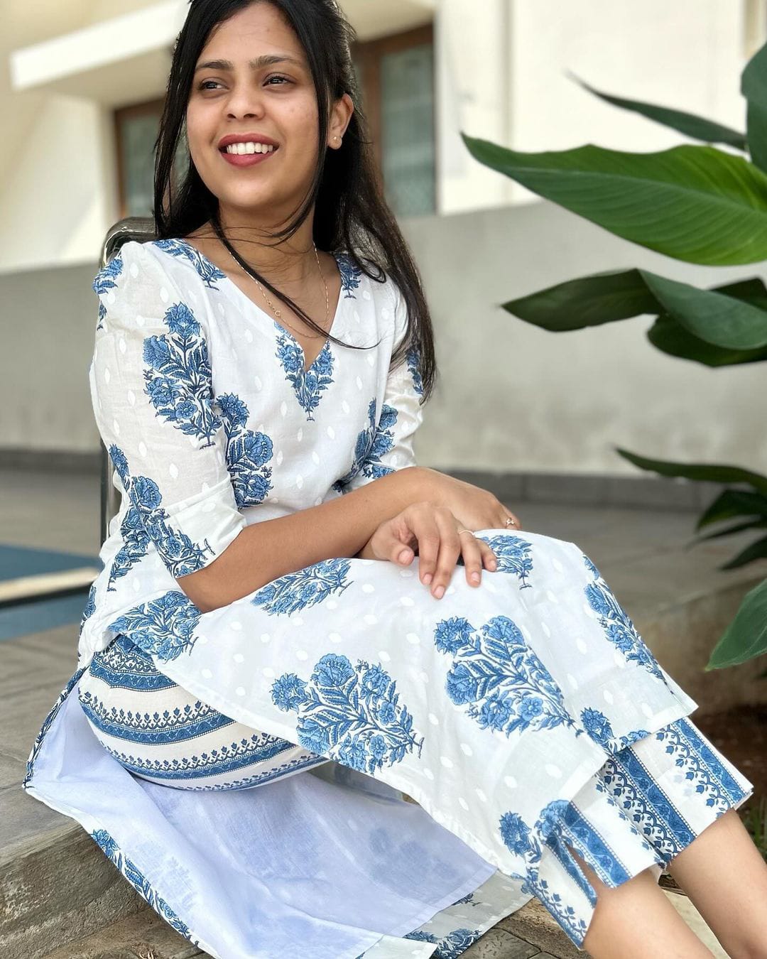 White - Grey Floral Suit set which is decorated with finest self print