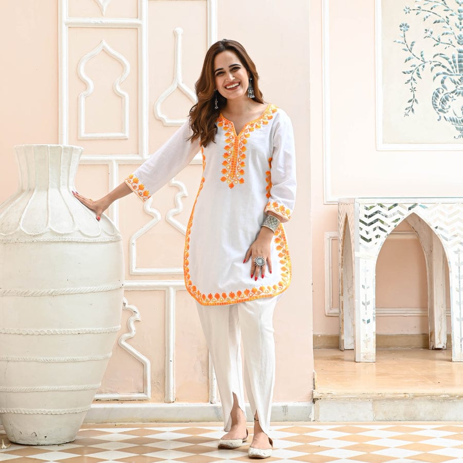 Stylish and walk in comfort with our new hand work kurta set