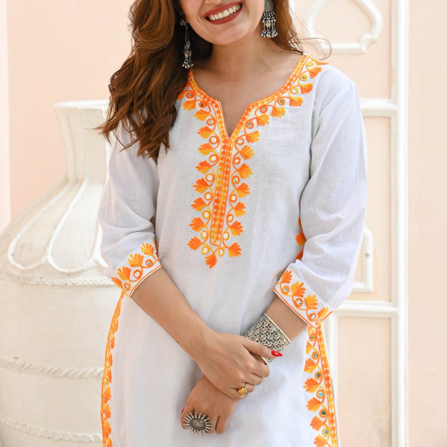 Stylish and walk in comfort with our new hand work kurta set