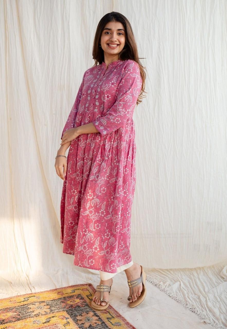 Designer Co-erd set in Gown With handwork pattern paired with pant