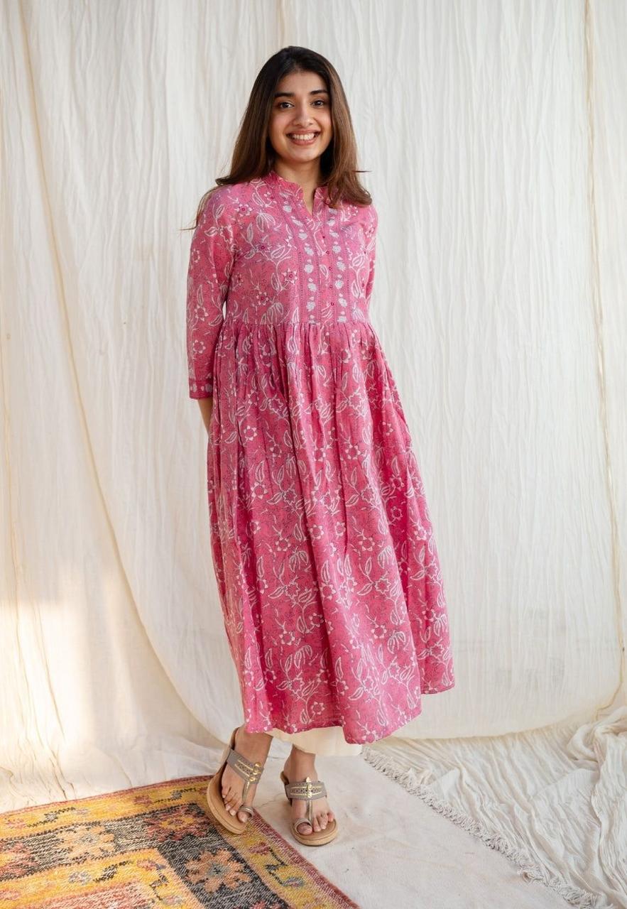 Designer Co-erd set in Gown With handwork pattern paired with pant