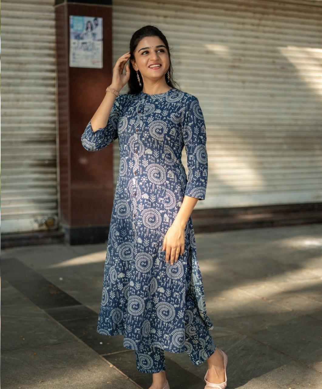 Presenting katha cotton  kurta  set  Pure katha cotton kurta with plazo
