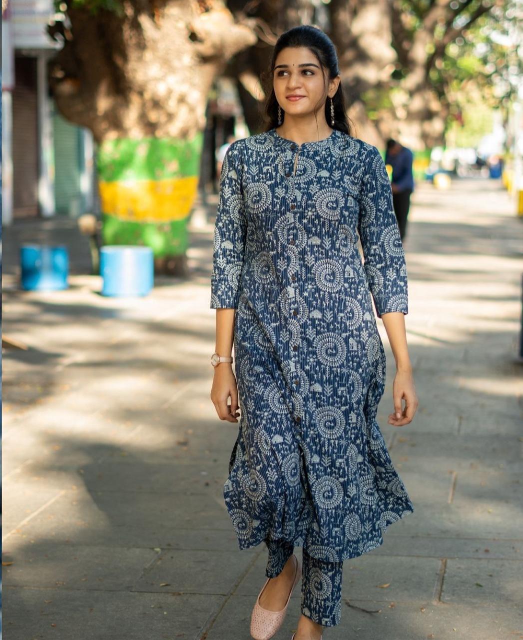 Presenting katha cotton  kurta  set  Pure katha cotton kurta with plazo