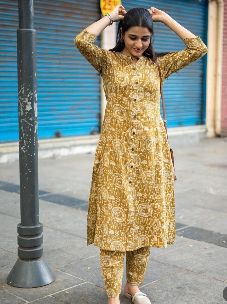 Presenting katha cotton  kurta  set  Pure katha cotton kurta with plazo
