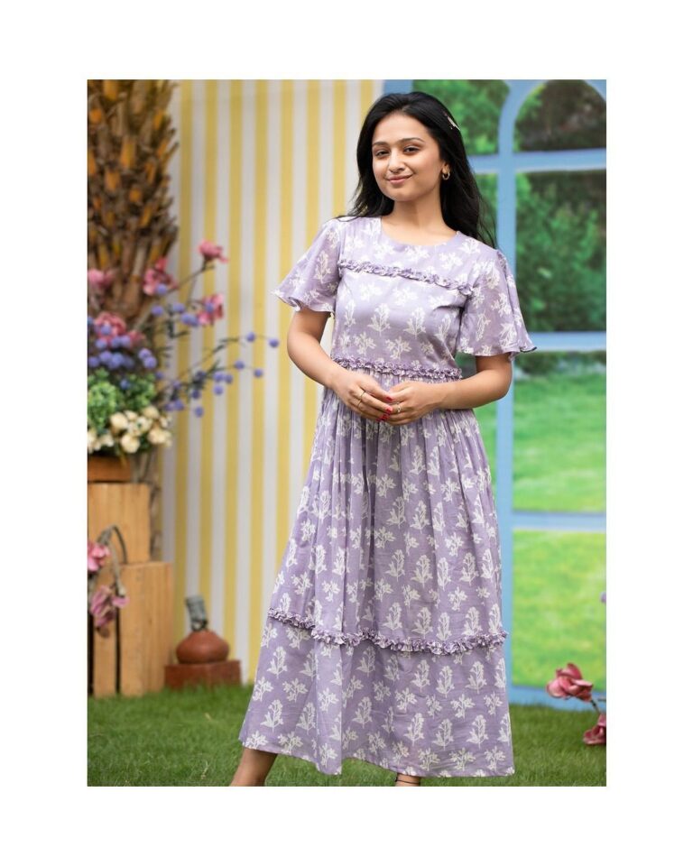 Beautiful ikkat print Cotton Full Flair Middy Gown