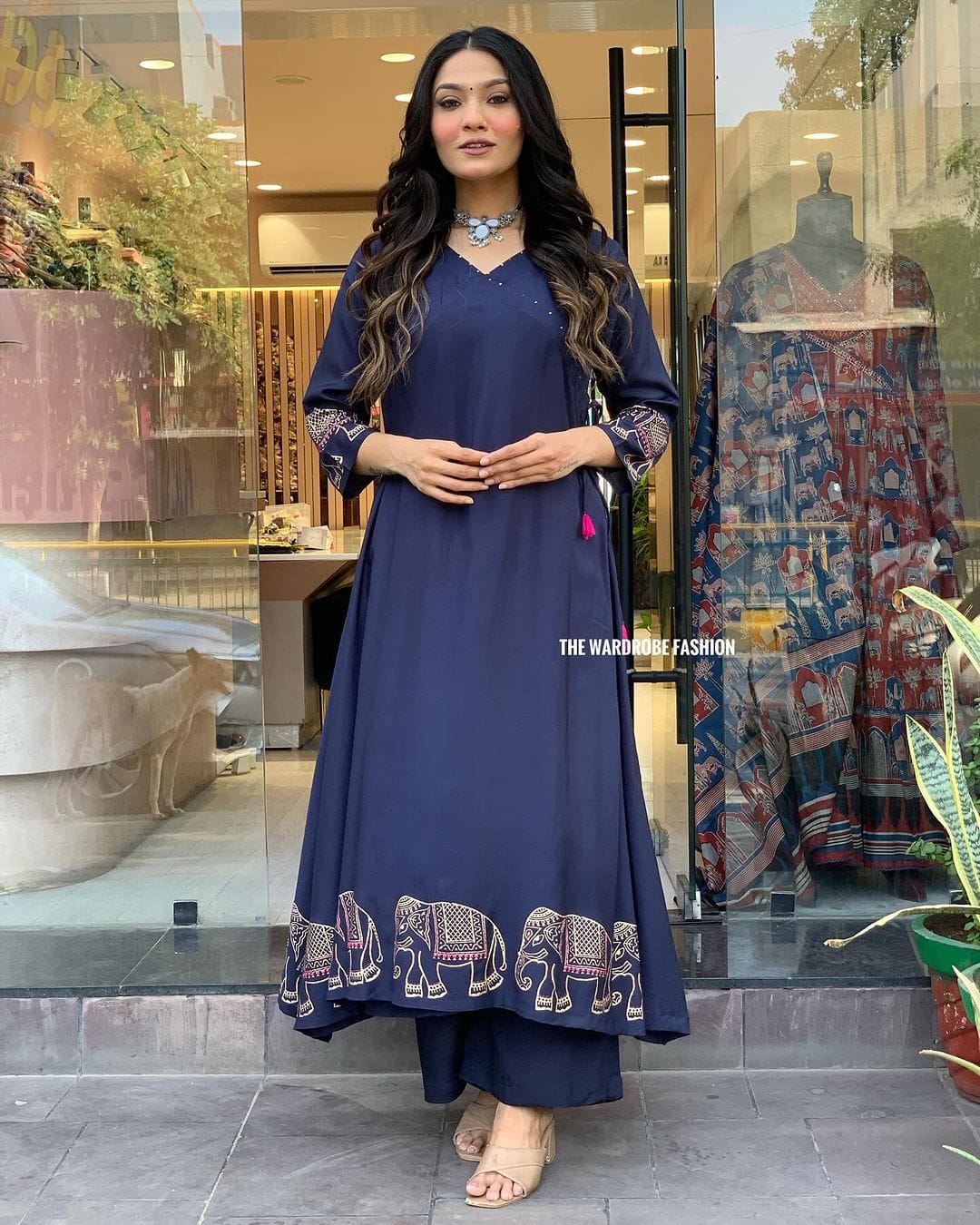 New printed suit with state plazo set Maslin fabric