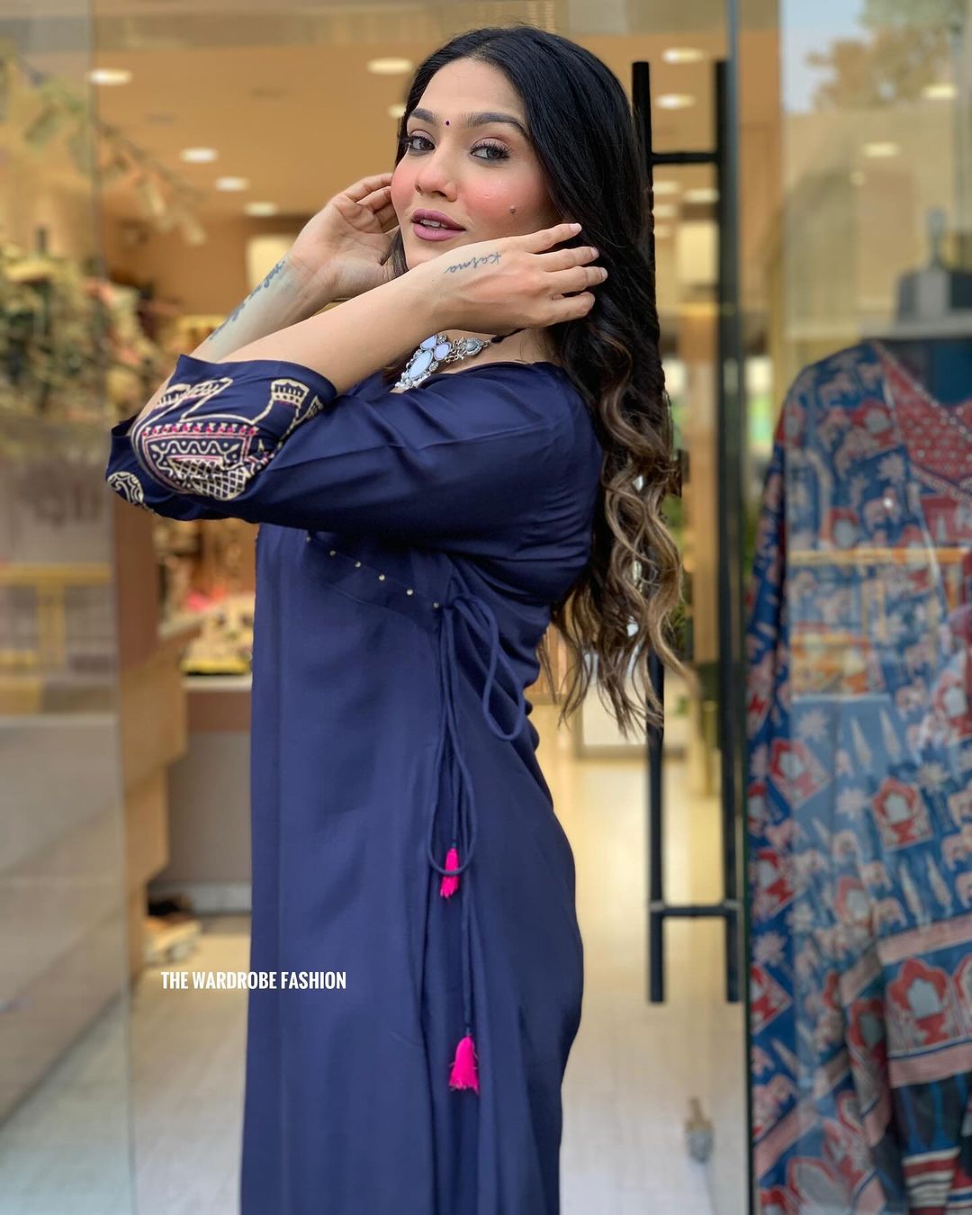 New printed suit with state plazo set Maslin fabric