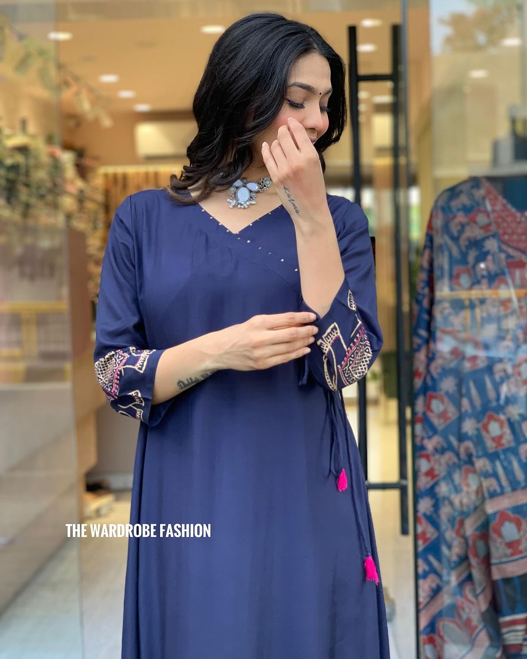 New printed suit with state plazo set Maslin fabric