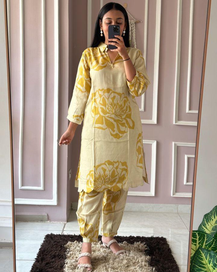 Stunning New Afghani cord set with beautiful collar nack top with handwork details.