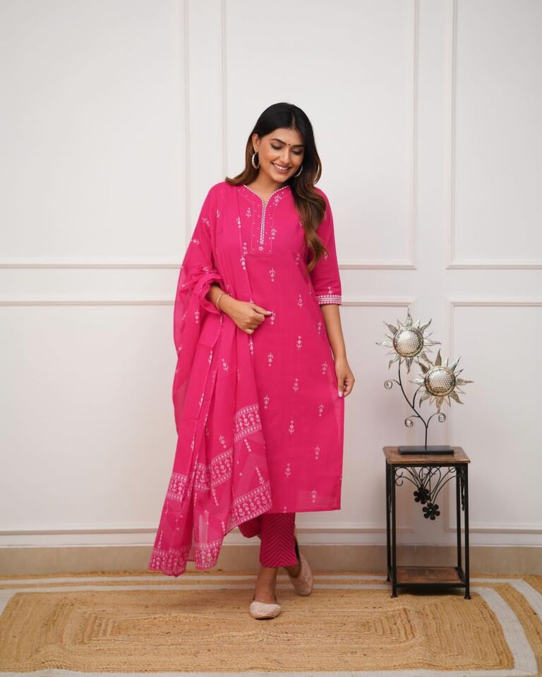 Pure fine Cotton fabric Kurti with Pant with cotton