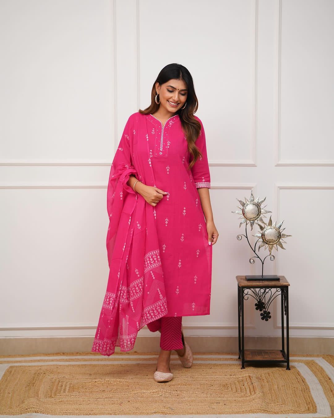 Pure fine Cotton fabric Kurti with Pant with cotton