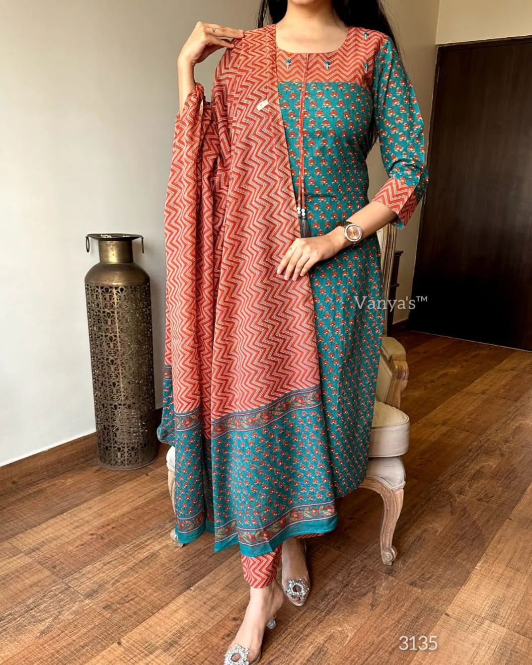 Pure fine Cotton fabric Kurti with Pant with cotton 100-100 Dupatta.