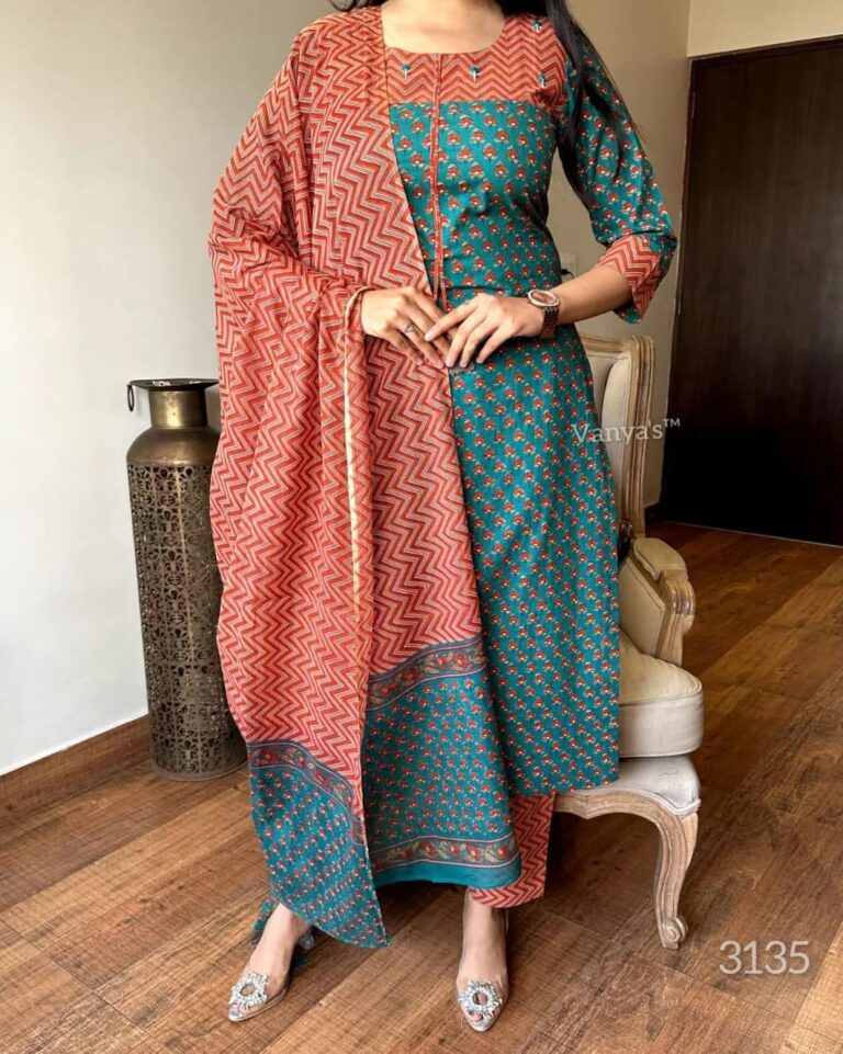 Pure fine Cotton fabric Kurti with Pant with cotton 100-100 Dupatta.