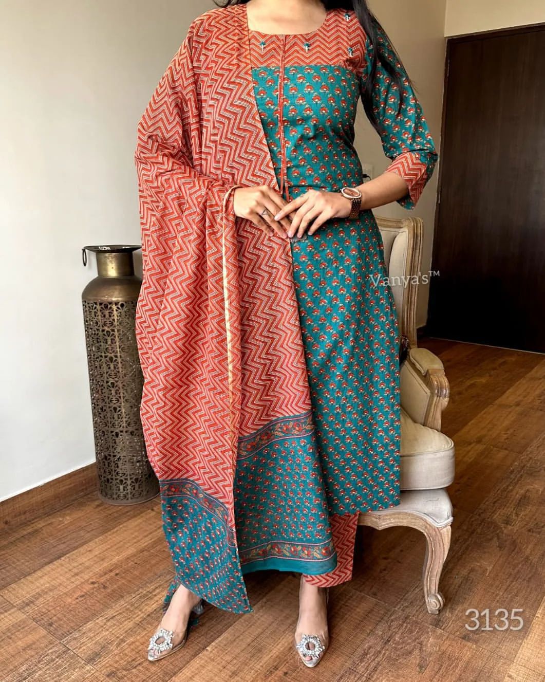Pure fine Cotton fabric Kurti with Pant with cotton 100-100 Dupatta.