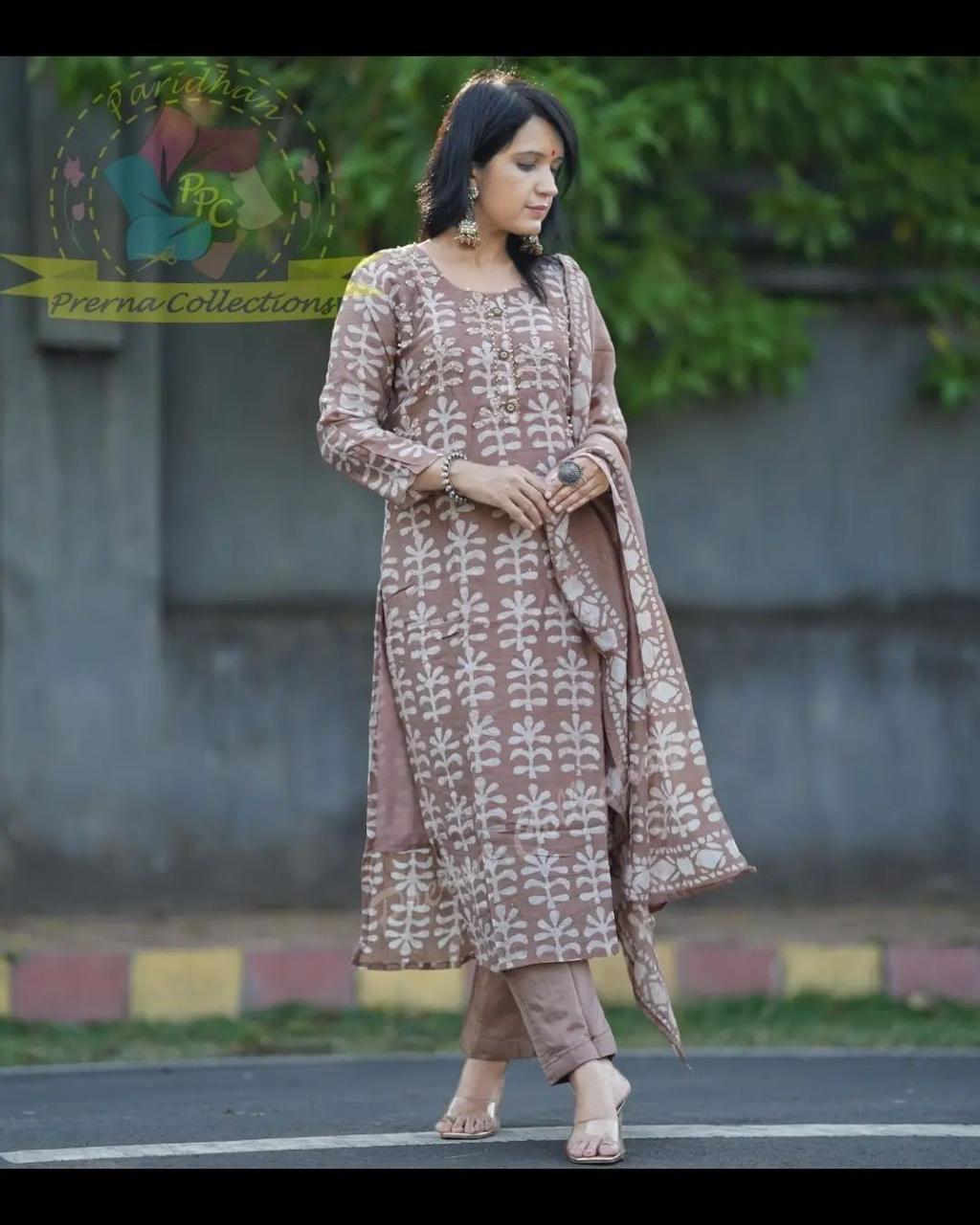 Pure fine reyon fabric with Hand wark  Kurti with Pant with cotton 100-100 Dupatta